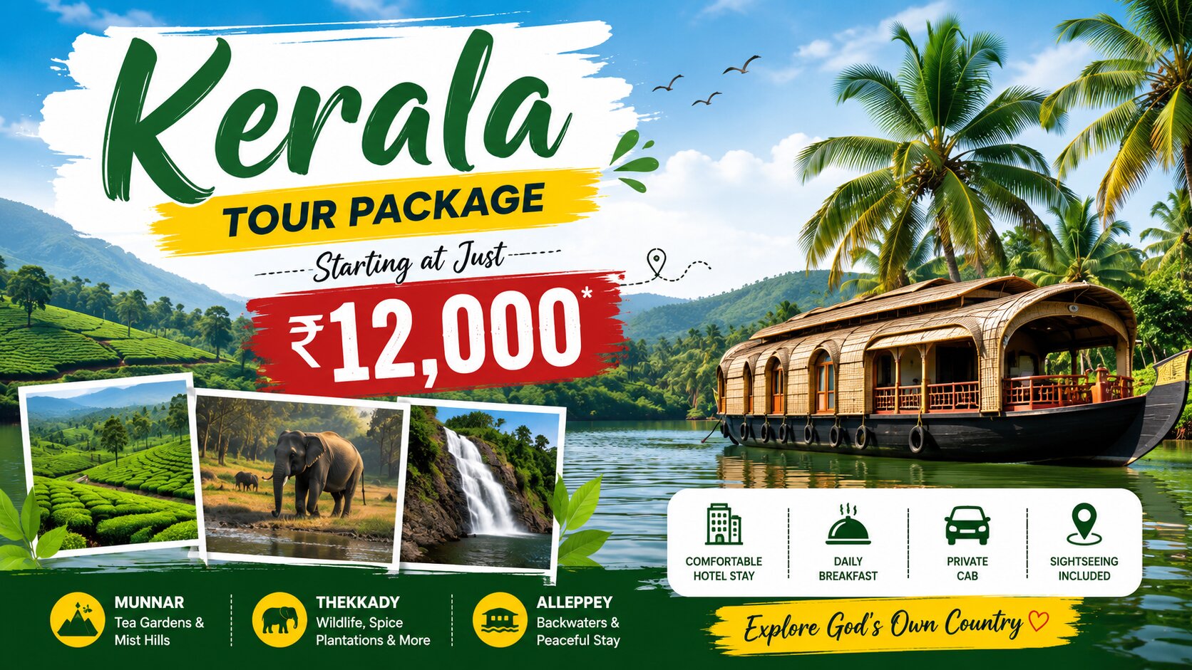 Kerala Tour Package Starting at Just ?12,000