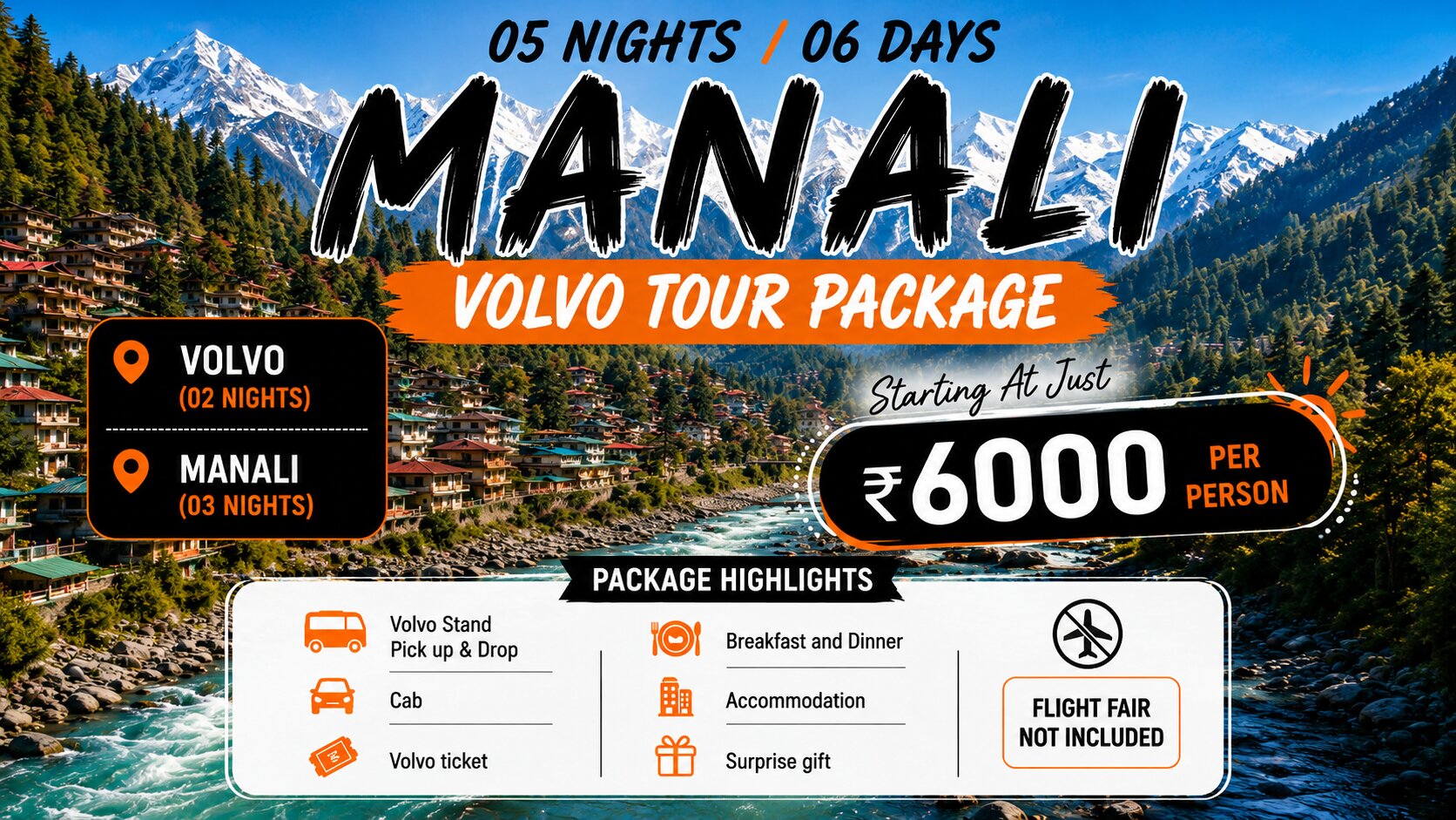 Delhi to manali volvo tour packages